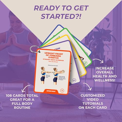 100 Stretching Exercise Flash Cards – Physical Therapy Stretches for Common Conditions (Plantar Fasciitis, Achilles Tendon...