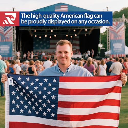 American Flag Durable Nylon 3x5 Ft Outdoor Heavy Duty, Made in USA American Flags ,Longest Lasting Non Fading American Fla...