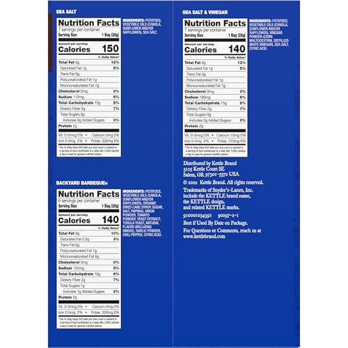 Kettle Brand Potato Chips Variety Pack, 1 Oz, 20 Ct