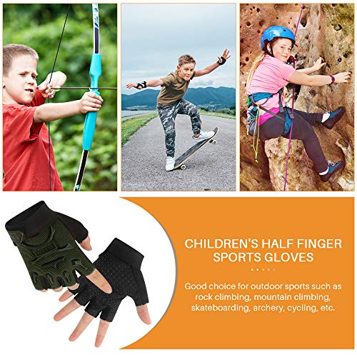 Kids Half Finger Cycling Gloves Non-Slip Fingerless Adjustable Mitten Shock-Absorbing Gloves for 3-6 Years Old Boys Girls ...