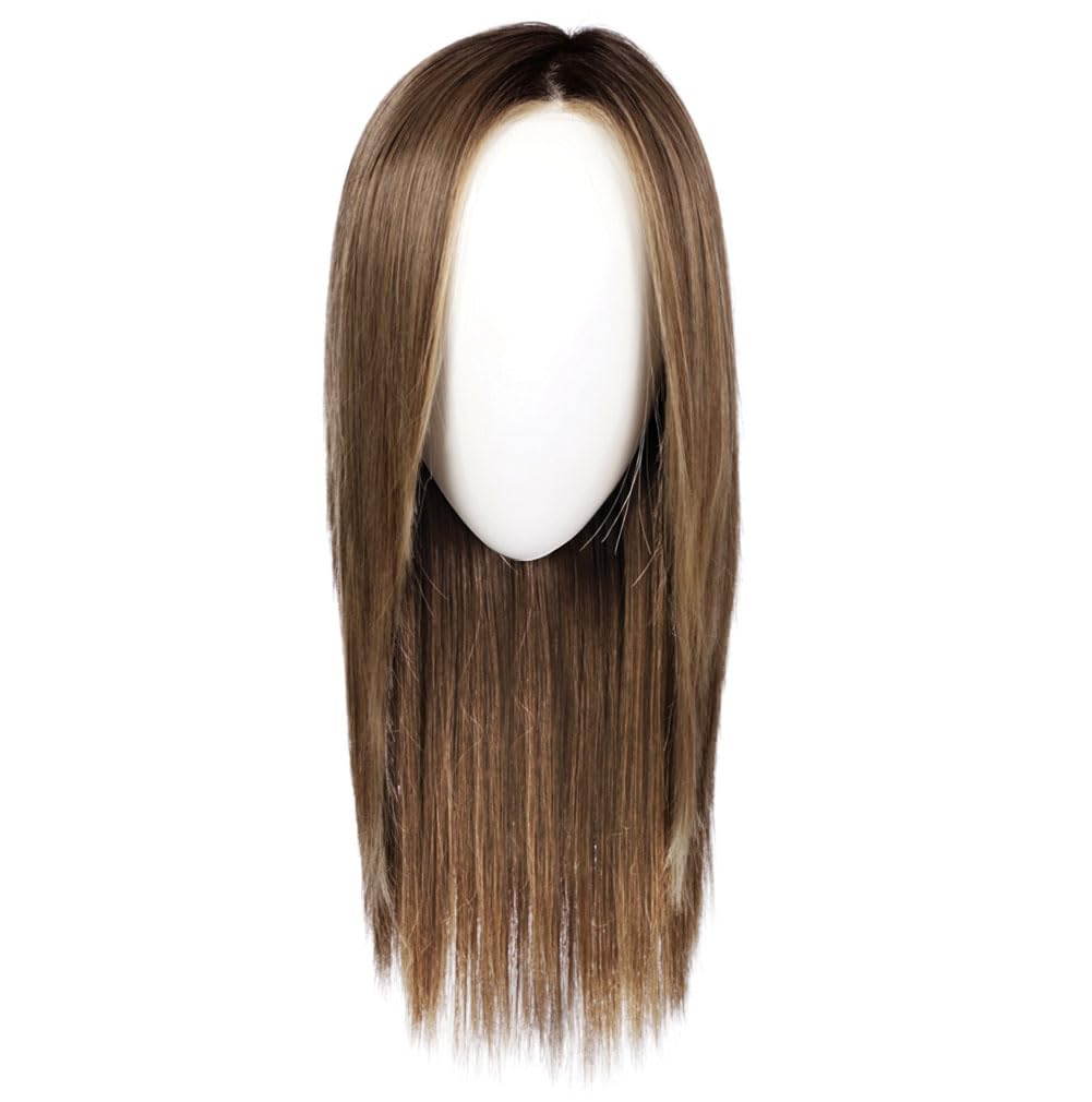 Hair u wear Well Played Long Layered Textured Modern Look Wig, Average Size Cap, SS9/24 Shaded Iced Caf Latte