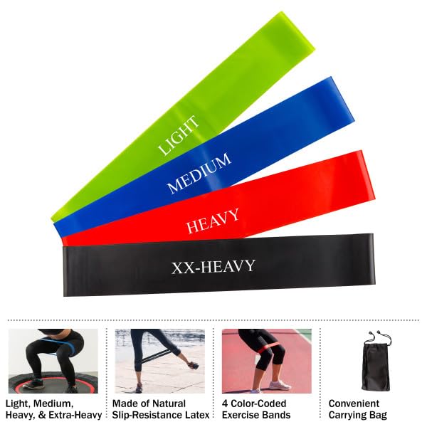 Resistance Bands for Working Out - Workout Band Loop 4-Pack - Exercise Bands with 4 Levels for Toning, Stretching or Physi...
