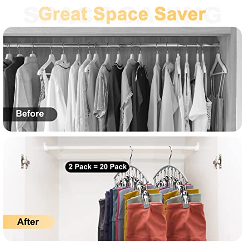 Volnamal Legging Organizer for Closet, Metal Yoga Pants Hanger w/Rubber Coated 2 Pack w/10 Clips Hold 20 Leggings, Hangers...