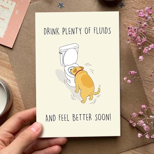 Humorous Get Well Soon Card from Dog, Funny Encouragement Card for Family Friend, Humor Speedy Surgery Recovery Gift for D...