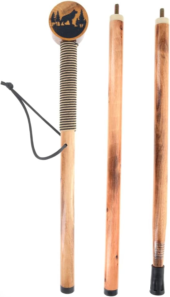 SE 3 Piece 55" Detachable Pine Wood Walking/Hiking Stick with Metal Tip, Reinforced Rubber Tip, and Water-Resistant Travel...