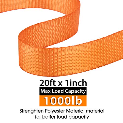 Tie-Down Cam Straps, JCHL Ratchet Tie Down Strap 1" x20' Lashing Strap Cargo Tie Down Strap Polyester Webbing Coated S-Hoo...