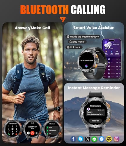 FOXBOX GPS Smart Watch for Men with LED Flashlight, 530mAh Extra Large Battery, 1.43'' AMOLED Military Smartwatch Answer/M...