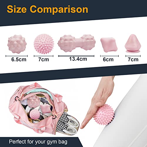 Massage Ball Set for Myofascial Trigger Point Release & Deep Tissue Massage, Firm/Soft Mountable Self/Peanut/Spiky/Hand Ex...