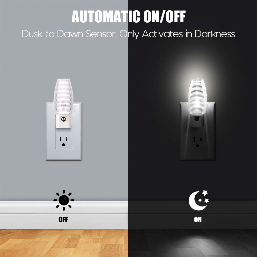 Emotionlite LED Night Light, Dusk to Dawn Sensor, 6 Pack, Neutral White, Model ELN-085-6-850, Ideal for Kids, Nursery, Bedroom, Bathroom