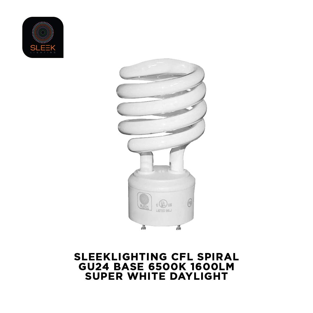 Sleeklighting Gu24 Base 23W Cfl Light Bulb, 6500K Super White Daylight, 1600Lm, Glass, 4 Pack, Model 30351