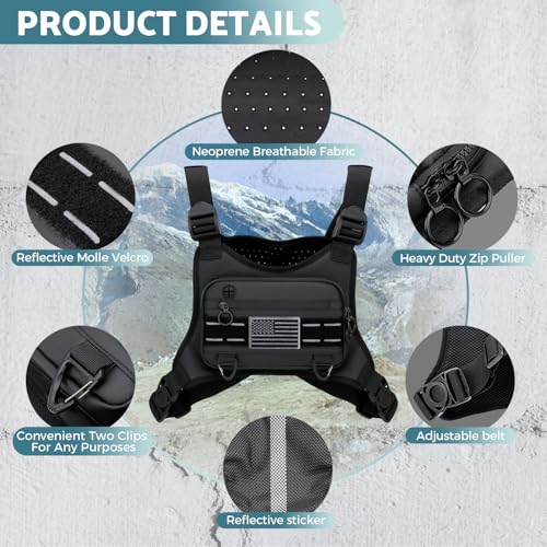 Muserise Sports Chest Bag For Men, Water Resistant Lightweight Front Running Vest Bag With Built-In Phone Holder & Extra S...