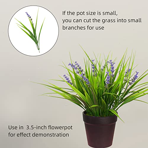 alyptus 12 Bundles Artificial Plants Outdoor Fake Monkey Grass with Flowers for Pot UV Resistant Plant Decor for Window Ga...