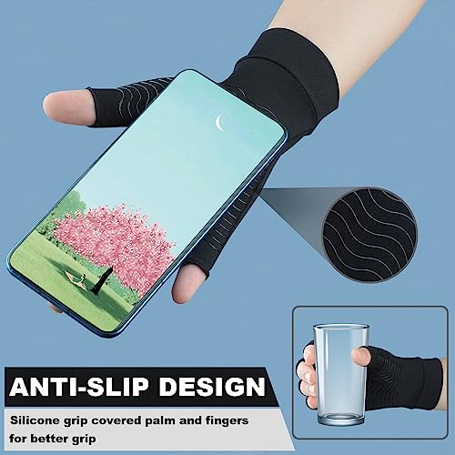 TIZHJOZI 2 Pairs Copper Arthritis Compression Gloves for Rheumatoid, Osteoarthritis, Carpal Tunnel Pain Relief, Compressio...