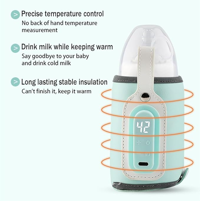 Baby Bottle Keep Warmer,Portable Travel Mug Milk Heater Thermostatic Bottle Cover Milk Bottle Heating Warmer Multifunction Thermostatic Bottle Sleeve with Tpye-C Cable for Coffee Tea,Blue