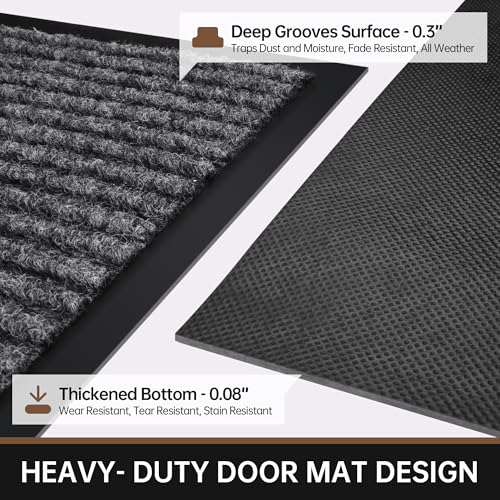 Futurwit Front Door Mat, 48" x 36" Heavy Duty Indoor Outdoor Doormat, Non-Slip, Rubber Backing Low Profile, Welcome Commer...