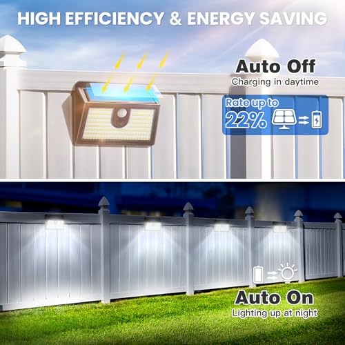 [6 Packs] Solar Motion Sensor Outdoor Lights, Super Bright Solar Lights Outdoor Waterproof, 3 Lighting Modes Security Wall...