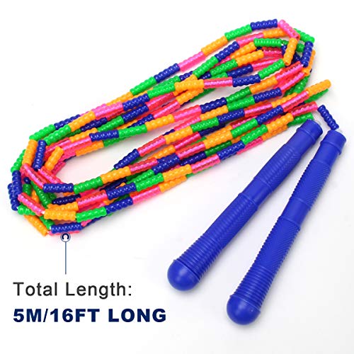 Coolrunner 16 FT Long Jump Rope(1 PACK), Double Dutch Jump Ropes, Soft Beaded Skipping for Kids Adults, Plastic Segmented ...