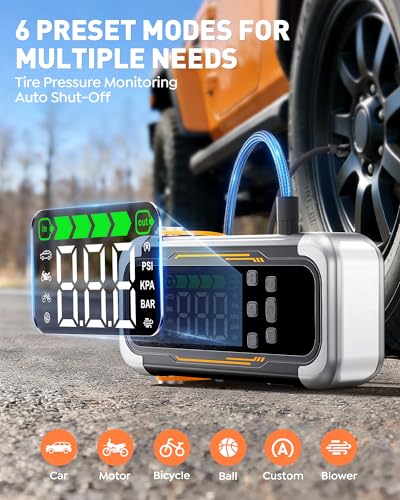 UTRAI Jump Starter with Air Compressor, 6000A Battery Jumper Starter Portable (All Gas & 10.0L Diesel) with 150PSI Tire In...