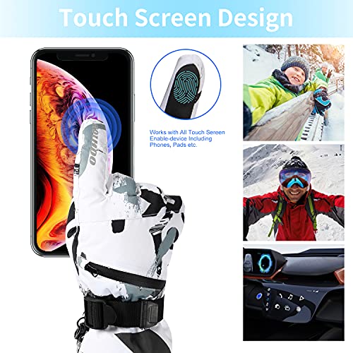Hoihoo Ski Gloves - Waterproof Winter Snowboarding Gloves for Men & Women, Touchscreen Compatible, Warm Below -30F