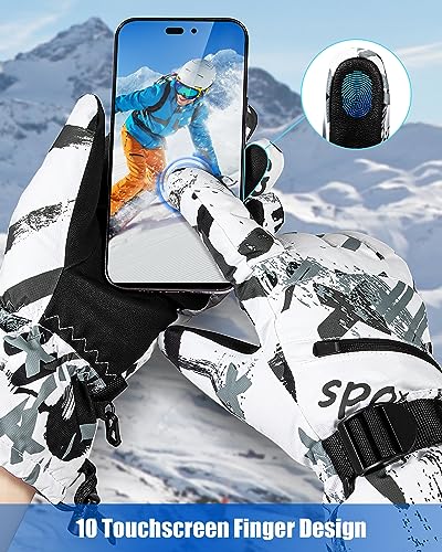 TOBEHIGHER Winter Ski Gloves - 5-Finger Waterproof Winter Gloves, Snowboarding Glove, Touchscreen Ski Glove Men