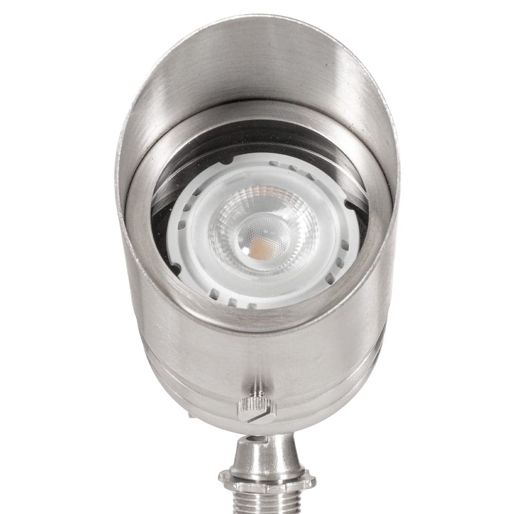 VOLT Stainless Steel Outdoor Spotlight with 5W MR16 LED Bulb, Silver, Includes Ground Stake