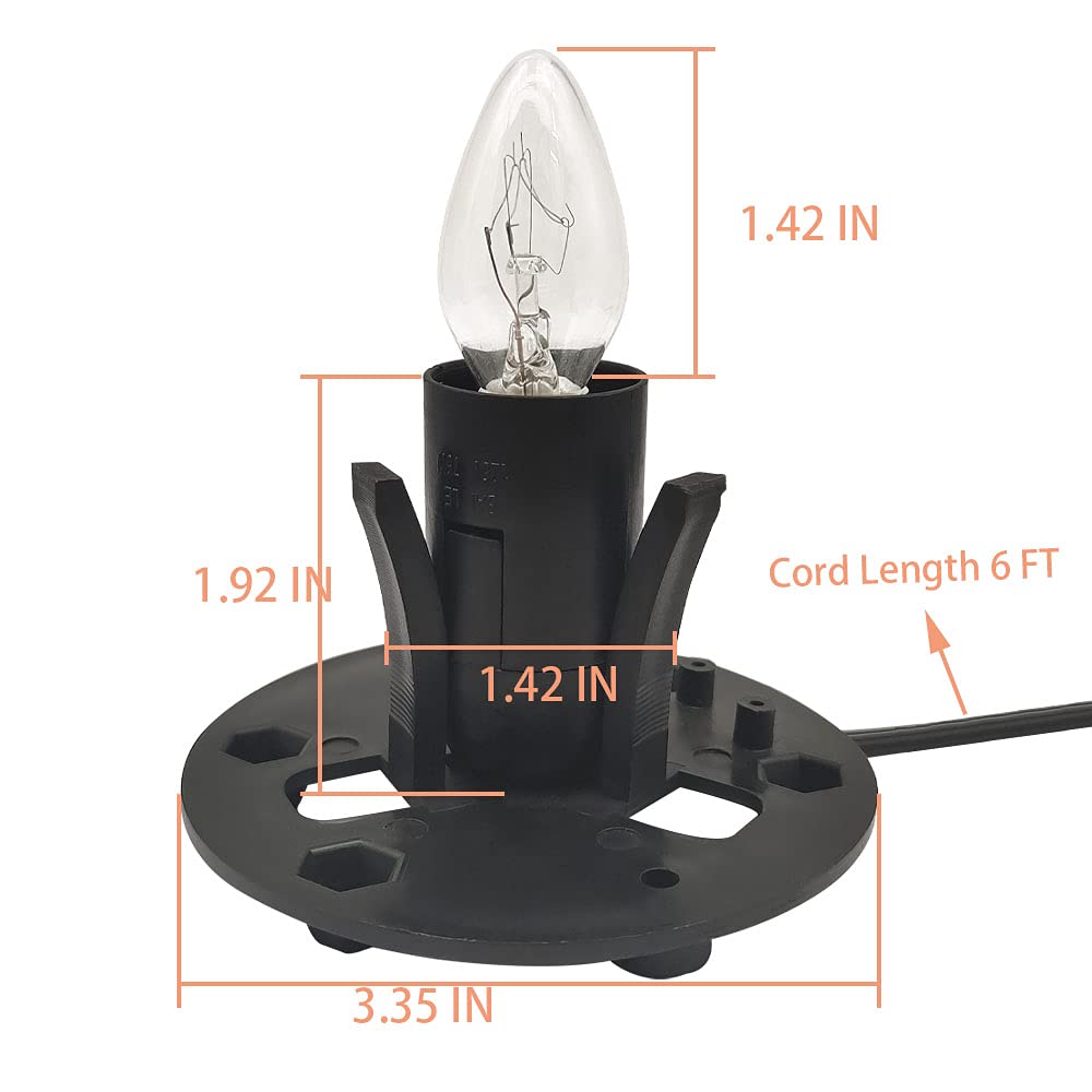 New Orange Heart Himalayan Salt Lamp Cord With Dimmer Switch And Bulbs  6Ft Original Replacement Cord With Base Assembly 3.35 Inches  6-Pack 15 Watt E12 Halogen Salt Lamp Bulbs For Salt Rock Lamp