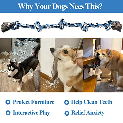 LECHONG Dog Toys for Aggressive Chewers Tough Rope Chew Toys for Large and Medium Dog 3 Feet 5 Knots Indestructible Cotton...