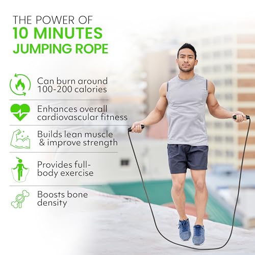 Jump Rope – Speed Jump Rope with Ball Bearings and Adjustable Cable – Jumping Cable for Men, Women, Kids – Ideal for Box, ...