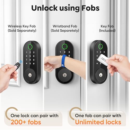 Fingerprint Smart Deadbolt with Keypad – Keyless Entry Lock for Home, Apartment, Office, Airbnb, Rental, Kids & Seniors, A...