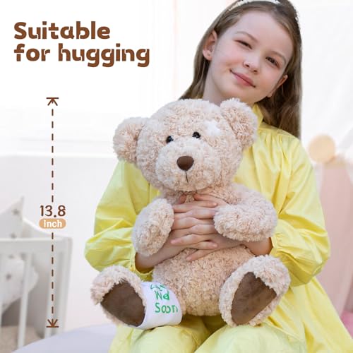 Muiteiur 13.8 Inch Get Well Soon Teddy Bear, Broken Arm Leg Gift for Kids, Soft Recover Bear with Bandage,Gift for Kids Ad...