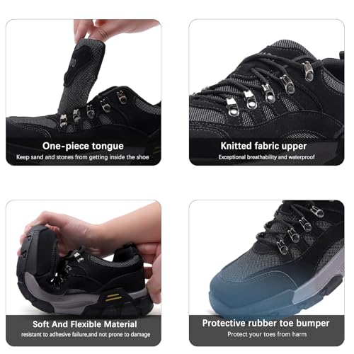 AMAPO Hiking Shoes for Men, Lightweight Breathable Outdoor Trekking and Trail Sneakers Medium and Wide Width