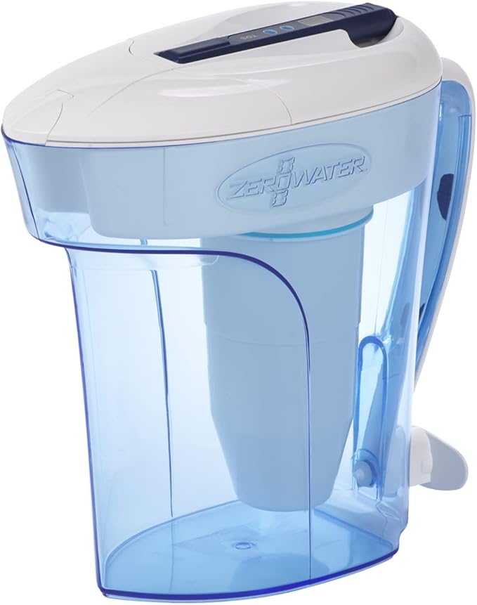 Culligan ZeroWater 12-Cup Ready-Pour 5-Stage Water Filter Pitcher Dispenser with 5-Stage 0 TDS Water Filter – IAPMO Certified to Reduce Lead, Chromium, and PFOA/PFOS