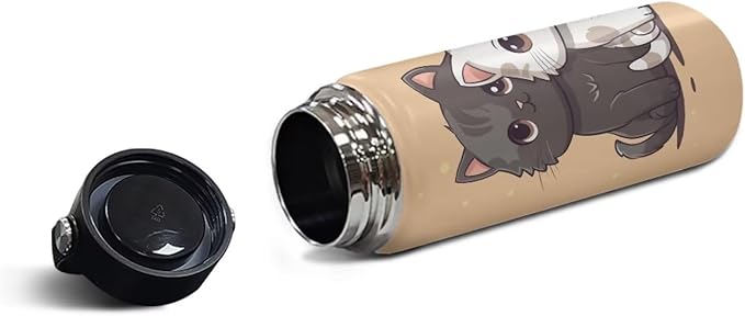 Cat Insulated Water Bottle with Handle Stainless Steel Water Bottle 20 Oz Travel Cup Reusable for Travel Camping Hiking Bike Sports Gym & Office