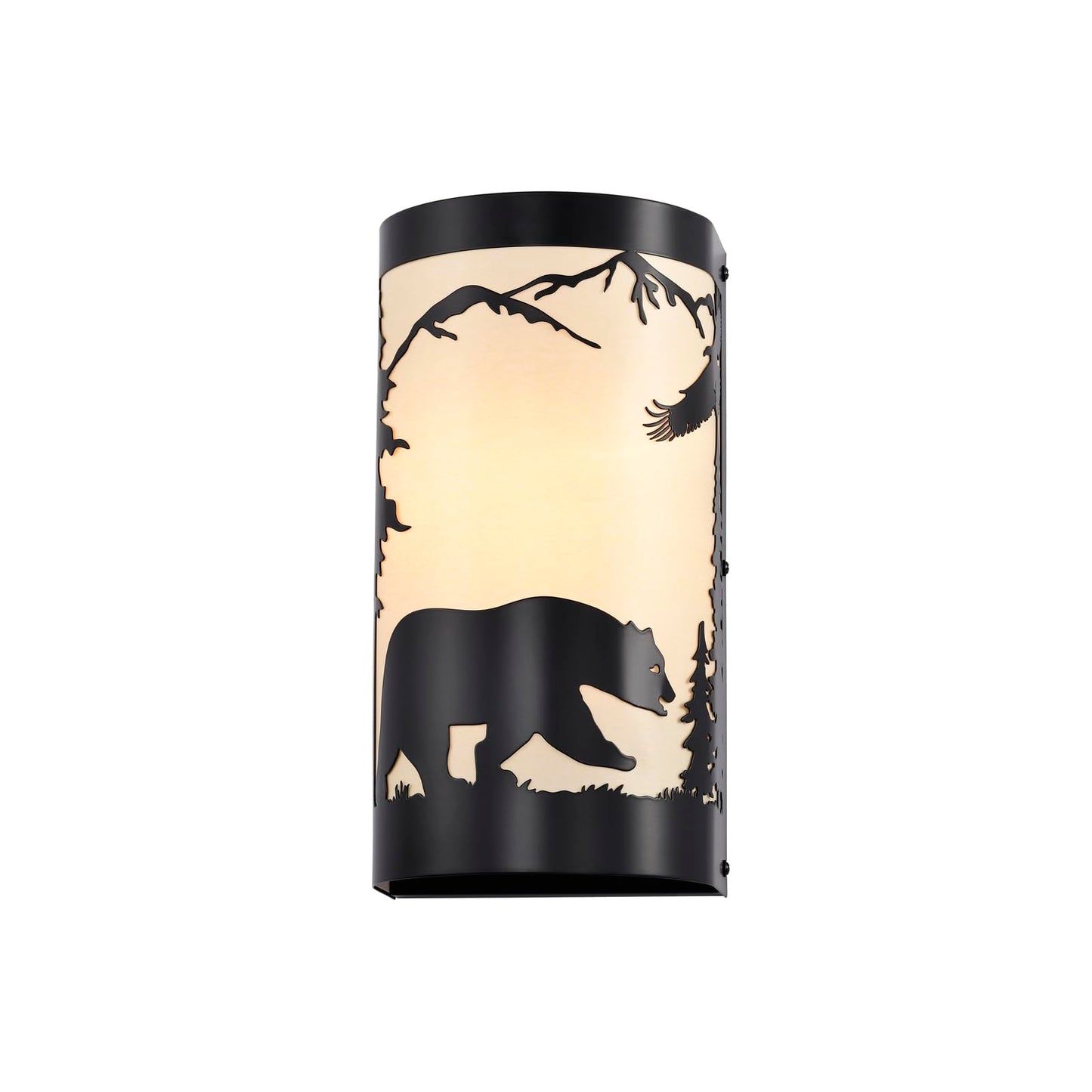 Sunnyin Wall Sconce Light,Bear Metal Cream Parchment Rustic Wall Sconces,Farmhouse E26 Base Black Matte Hallway Sconces Wall Lig