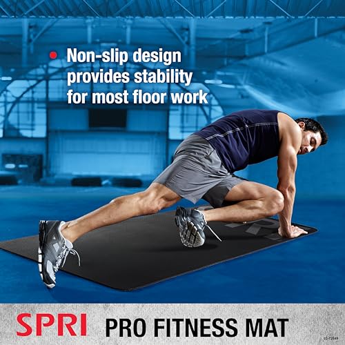 SPRI 12mm Pro Fitness Matt - Thick Exercise Mat for Floor Workouts, Sit-Ups, Push-Ups, Stretching, Toning, and General Fit...