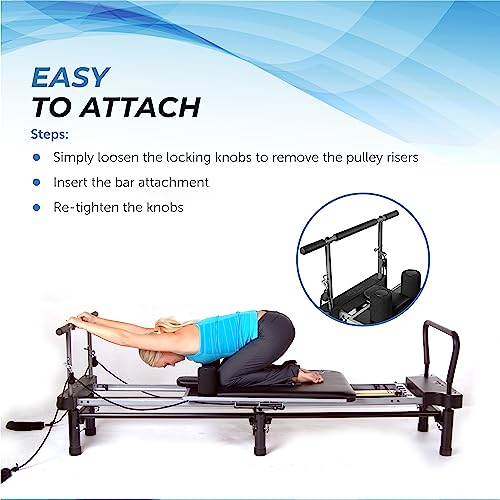 AeroPilates by Stamina 55-0012 Sturdy Steel Frame Pull Up Bar Pulley Riser Pilates Reformer Attachment with Padded Grip fo...