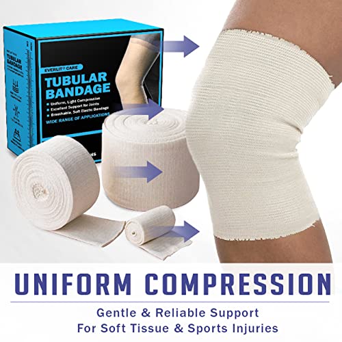 EVERLIT Elasticated Tubular Support Bandage | Stockinette Tubing for Large Arm, Knees, Legs | Light to Moderate Compressio...