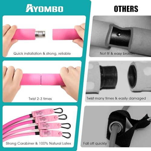 Ayombo Pilates Bar Kit with Resistance Bands, Pilates Workout Equipment for Legs, Hip, Waist, Arm, Squats Exercise Equipme...