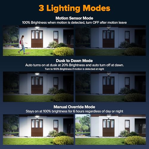 LUTEC 80W 9000LM LED Security Light Hardwire Motion Sensor Outdoor Lights, 4 Head LED Flood Lights Outdoor 5000K Daylight,...