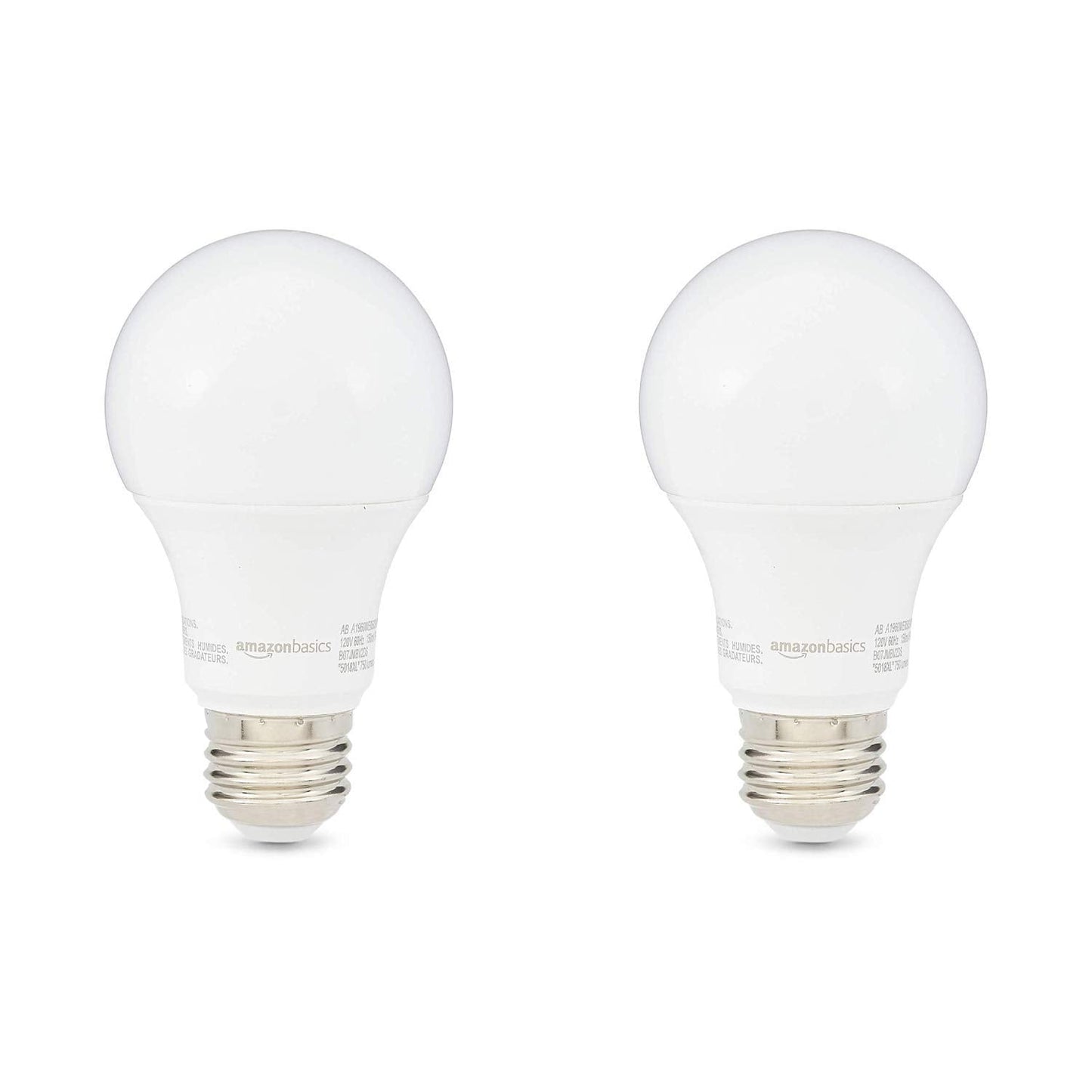Amazon Basics A19 LED Light Bulbs 60 Watt Equivalent, Soft White (2700K), Energy Efficient 9W, Non-Dimmable, 10,000 Hour Lifetime, 2-Pack