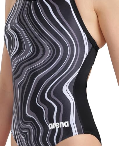 Arena Womens Arena Performance Women's Marbled Sports Swimsuit Light Drop Back Bathing Suit