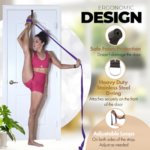 Pilates Stretching Strap with Door Anchor - Flexibility Equipment for Pilates Practitioners - Ideal for Improving Leg Flex...