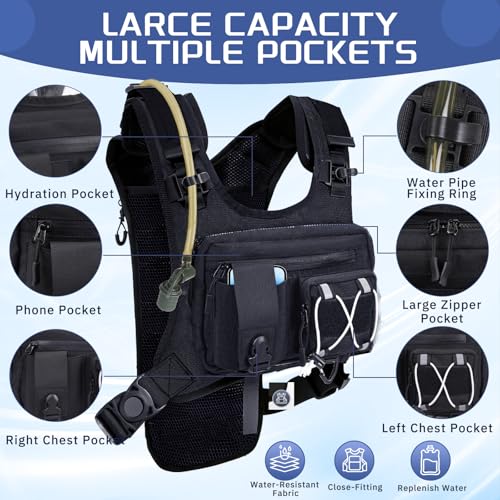 Sling Vest Chest Bag with 2L Water Bladder Gear Holster Running Vest Hydration Backpack Lightweight Adjustable Daypack Ref...