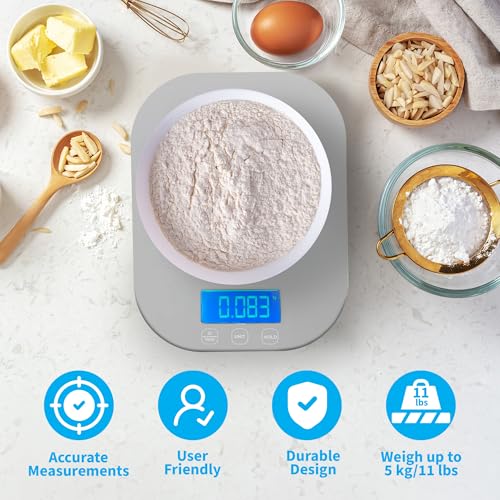 Smart Weigh Gray Digital Kitchen Scale for Cooking, Weight Loss, Calorie Tracking, Baking, Food Portion Control, and Meal ...