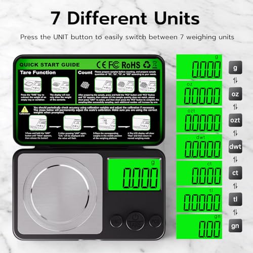 Wigearss Digital Milligram Scale 50g x 0.001g, Mini Precision Scale with Tare weight Function,Calibration Weight ＆ Backlit...