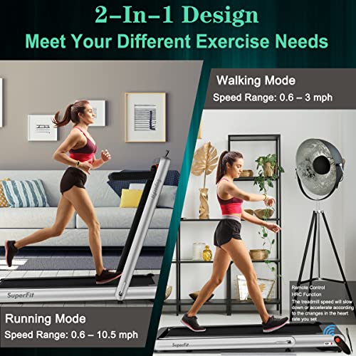 Goplus 2 in 1 Folding Treadmill, 4.75HP Superfit Under Desk Electric Treadmill with APP Control, LED Touch Screen, Blue To...