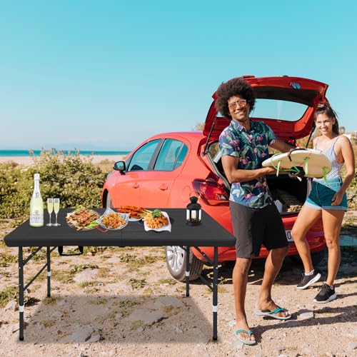 ICSPOID Folding Table, 4FT/6 FT Foldable Table with Carrying Handle, Steel Legs Heavy Duty Portable Utility Table for Part...