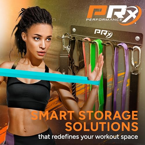 PRx Performance Wall-Mounted Gym Rack Organizer – Heavy-Duty Fitness Equipment Storage for Resistance Bands, Jump Ropes & ...