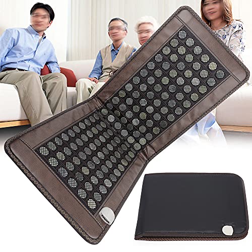 Far Infrared Heating Pad, Back 138 Natural Jade Tourmaline Stones Heating Mat for Body Neck Shoulder Fast Pain Relief Use ...