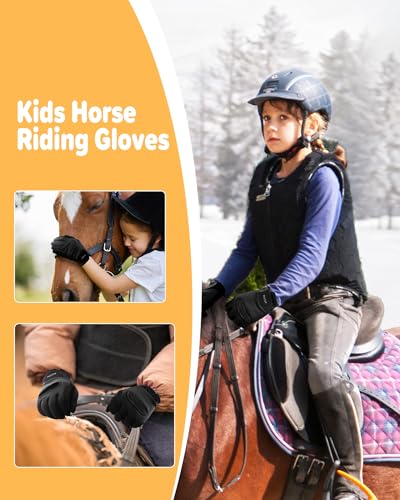 FitsT4 Sports Kids Horse Riding Gloves Winter Equestrian Gloves Girls Boys Horseback Gloves for Youth Children Cycling Biking